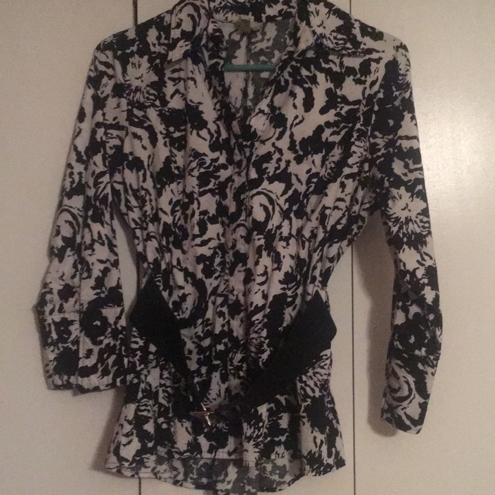 3/4 sleeve blouse with belt